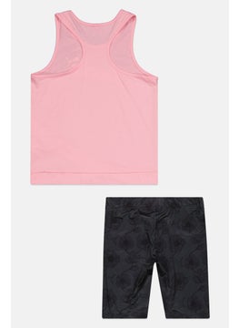 PUMA Kids Girl Sportswear Fit 2 Pcs Tank Top And Short Set, Pink/Grey  - Image 2