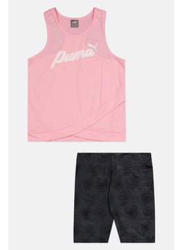PUMA Kids Girl Sportswear Fit 2 Pcs Tank Top And Short Set, Pink/Grey  - Image 1
