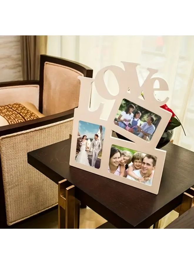 LOVE Wooden Heart Frame Holds 3 Photos Perfect Wedding Anniversary Valentine Gift Home Decor - Image 4