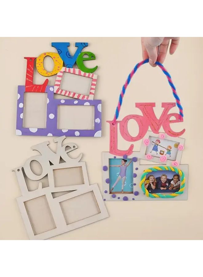 LOVE Wooden Heart Frame Holds 3 Photos Perfect Wedding Anniversary Valentine Gift Home Decor - Image 1