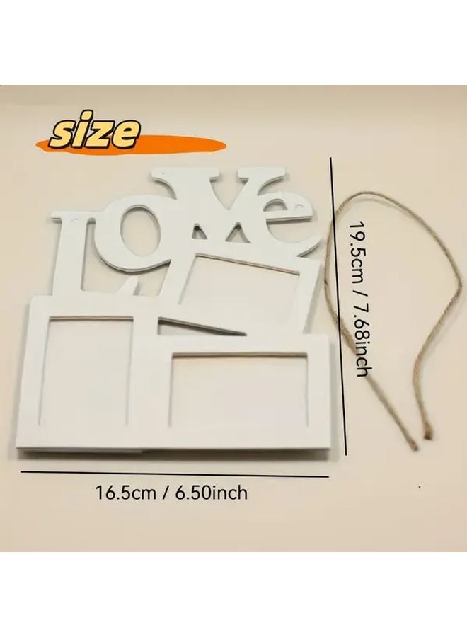 LOVE Wooden Heart Frame Holds 3 Photos Perfect Wedding Anniversary Valentine Gift Home Decor - Image 3