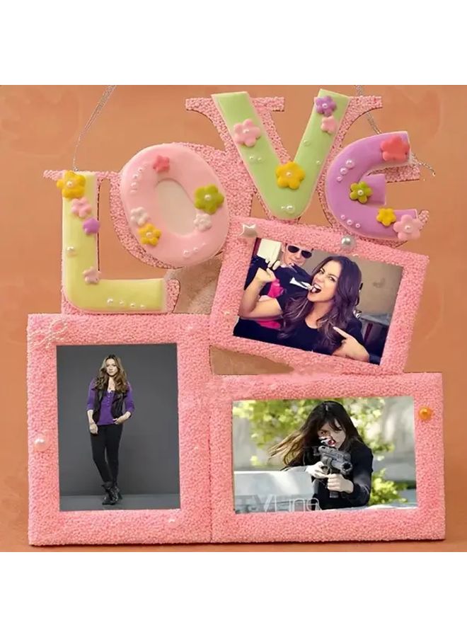 LOVE Wooden Heart Frame Holds 3 Photos Perfect Wedding Anniversary Valentine Gift Home Decor - Image 2