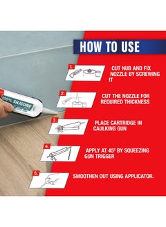 Loctite Loctite 100% silicone sealant(Clear),fast dries in 10mins, waterproof in 2hrs, No Shrinkage,tiles, bathroom, kitchen, outdoor, filling cracks, for glass, ceramics, aluminum, steel, 280ml, Gun required  - Image 2