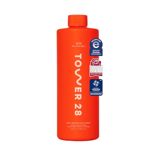 Tower 28 Jumbo SOS Daily Rescue Facial Spray Hypochlorous Acid Spray to Help Reduce Redness Calm Irritation Alleviate FlareUps Soothing Purifying Face Toner Everyday Skin Care Mist 16 oz - Image 1