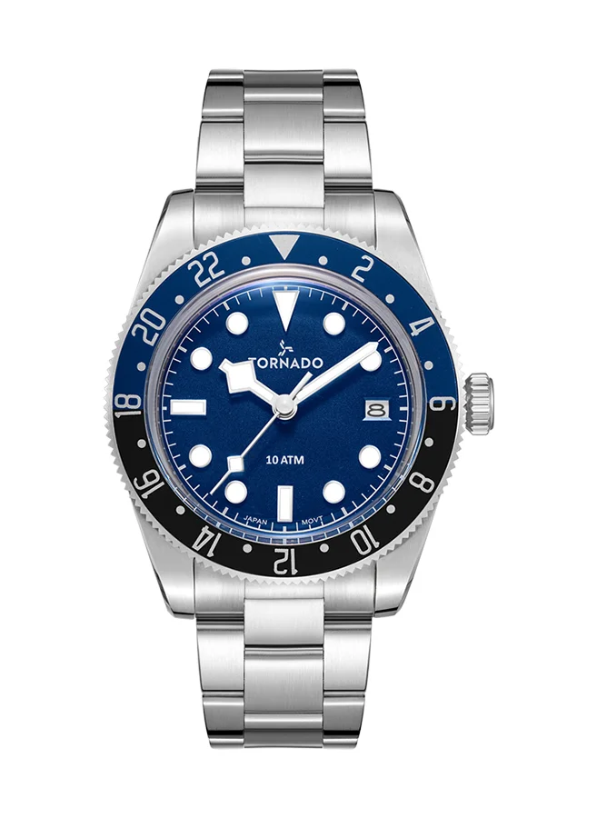 تورنيدو Men's Analog Display Watch With Silver Stainless Steel Strap - T24006-C1