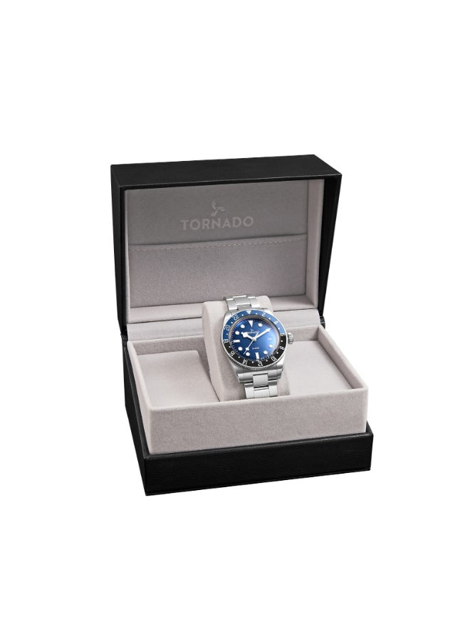 تورنيدو ساعة يد رجالية بعقارب وسوار فضي من الستانلس ستيل - Image 3