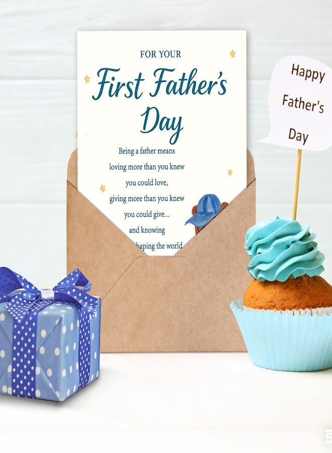 FANCYLUCKY Happy First Fathers Day Gift for New Dad, Funny 1st Father's Day Card for New Dad from Baby Boy Girl, First Time Dad Card - Image 4