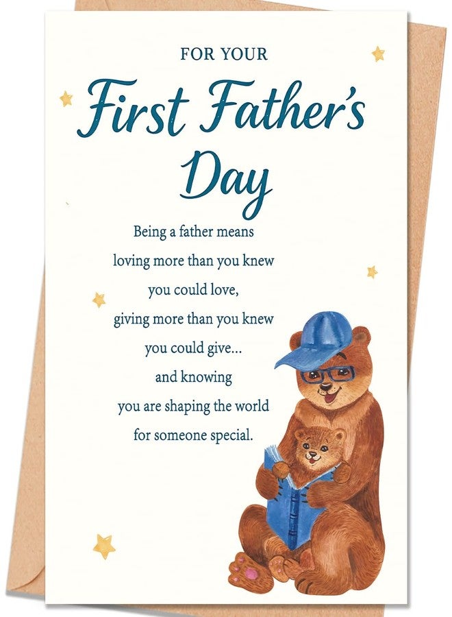 FANCYLUCKY Happy First Fathers Day Gift for New Dad, Funny 1st Father's Day Card for New Dad from Baby Boy Girl, First Time Dad Card - Image 1