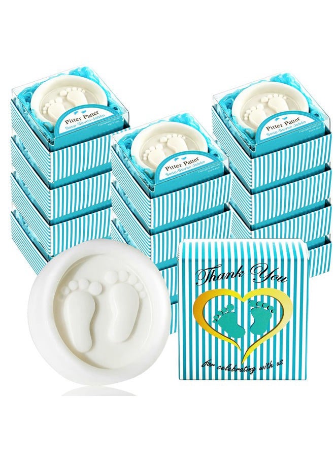 AiXiAng Baby Shower Favors Soaps Handmade Blue Gift Little Baby-feet Scented Soap Favors for Gender Reveal Boy Baby Shower Favors and Decorations (12 Pack) - Image 1