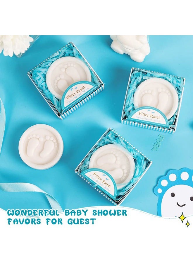 AiXiAng Baby Shower Favors Soaps Handmade Blue Gift Little Baby-feet Scented Soap Favors for Gender Reveal Boy Baby Shower Favors and Decorations (12 Pack) - Image 3