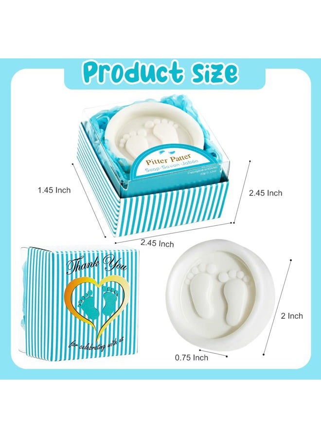 AiXiAng Baby Shower Favors Soaps Handmade Blue Gift Little Baby-feet Scented Soap Favors for Gender Reveal Boy Baby Shower Favors and Decorations (12 Pack) - Image 2
