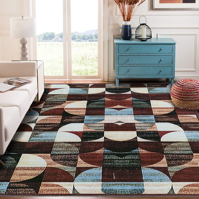 Status Contract Polyester Yarn 3D Printed Vintage Persian Carpet with Anti Slip Backing for Bedroom/Living Area/Home (5 X 7 ft, Multicolour) - Image 1
