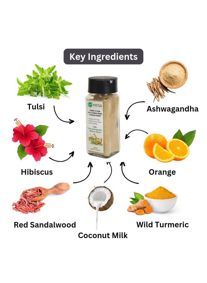 Nesa Herbal Powdertofoam Face Cleanser 30 Gms Gentle Cleansing Healthy Skincare Natural Ingredients - Image 2