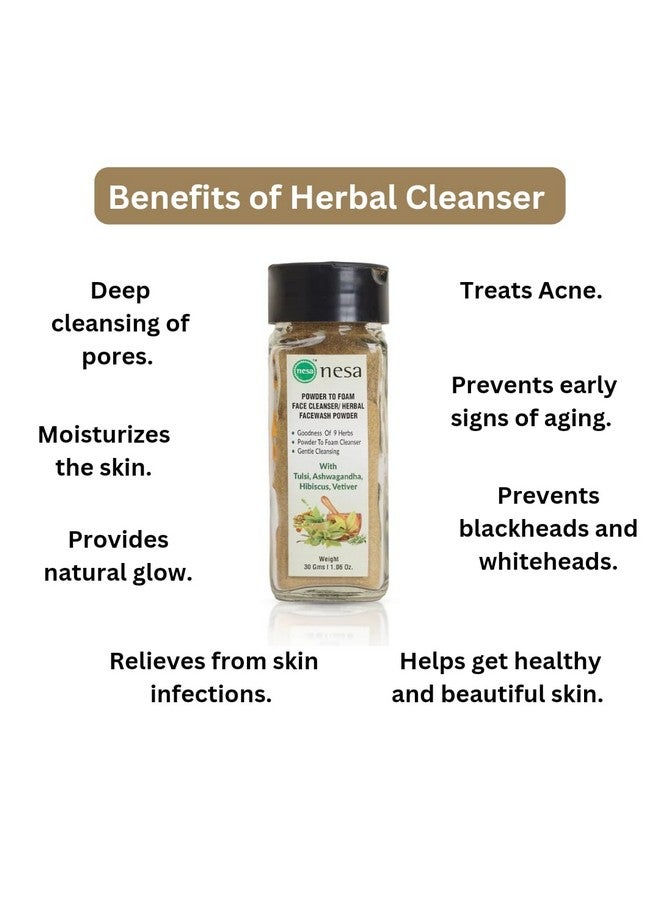 Nesa Herbal Powdertofoam Face Cleanser 30 Gms Gentle Cleansing Healthy Skincare Natural Ingredients - Image 3