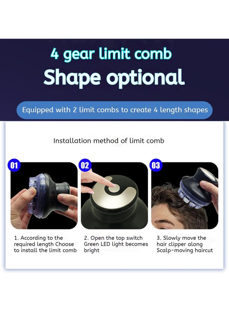 عام شفرة حلاقة شعر بدون سلك مع شاشة عرض LED، مقصات شعر سريعة دائرية، مشطات حلاقة شعر دائرية آلية، مقصات شعر سريعة بشفرات دوارة، شاشة عرض LED قابلة للشحن - Image 5