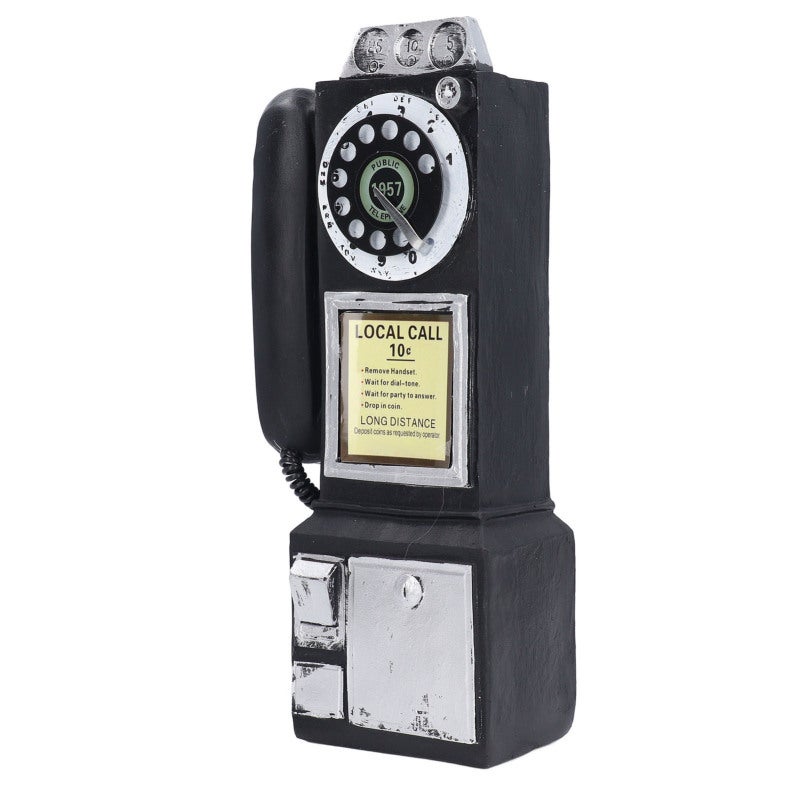 Crosley Vintage Wall Mounted Telephone Ornament: Black Resin Retro Design - Multifunctional Placement for Cafe Home Commercial Decor - Image 2