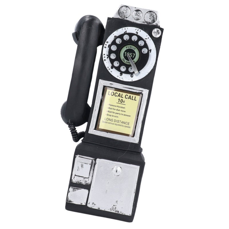 Crosley Vintage Wall Mounted Telephone Ornament: Black Resin Retro Design - Multifunctional Placement for Cafe Home Commercial Decor - Image 3
