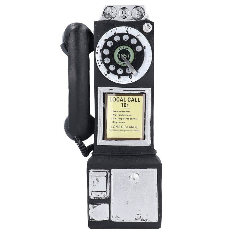 Crosley Vintage Wall Mounted Telephone Ornament: Black Resin Retro Design - Multifunctional Placement for Cafe Home Commercial Decor - Image 1