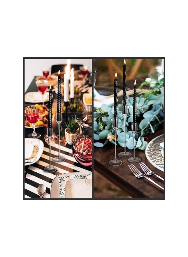The Bros Glass Candlestick Holders Set of 3 - Clear Tall Taper Candle Stick Holders, Decorative for Wedding, Party, Festival Table Centerpieces - Image 4