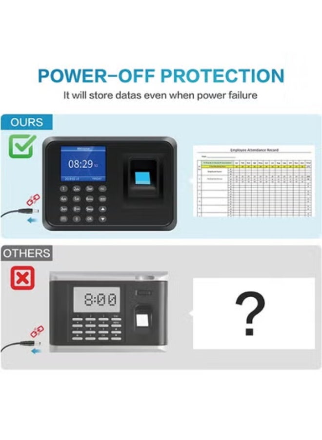 Time Clock, Fingerprint Time Clocks for Employees Small Business with Finger Scan and PIN Punching in One, 0 Monthly Fee Auto Deduct Lunch Easy Operation - Image 4