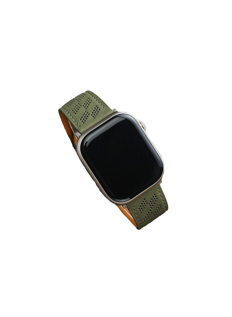 Y&D For Apple Watch 42/44/45/49MM Leather Breathable Microporous Folding Magnetic Buckle Strap - Image 2