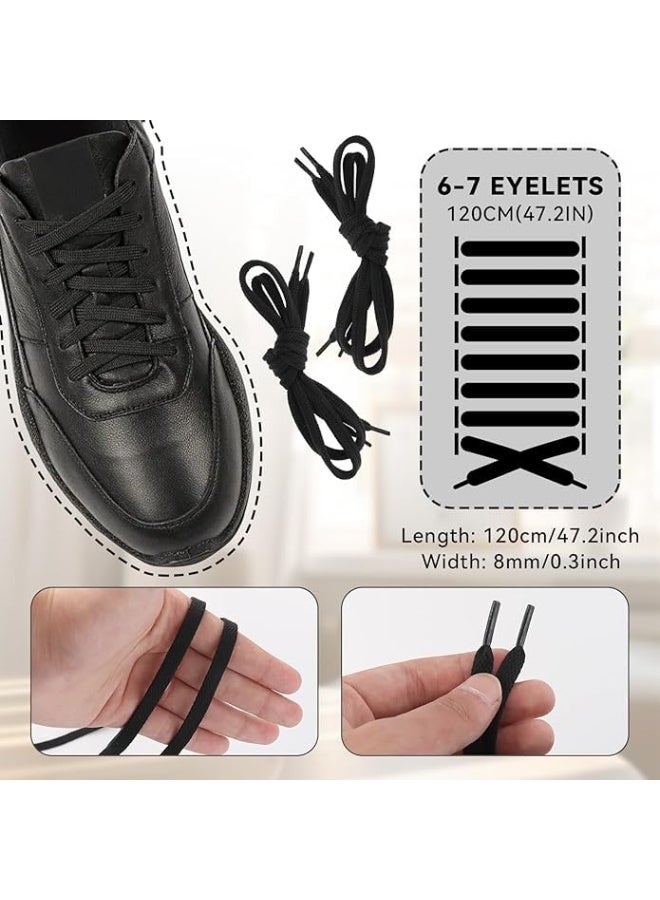 2 Pairs Flat Trainer Shoelaces, 120cm Coloured Athletic Shoe Laces for Sports Shoes, Boots, Sneakers & Skates, Durable Polyester Laces for Men, Women & Kids, Black - Image 3