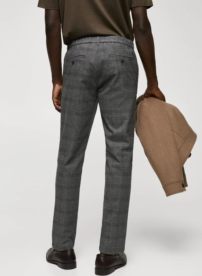 Mango Man Checked Straight Fit Pants