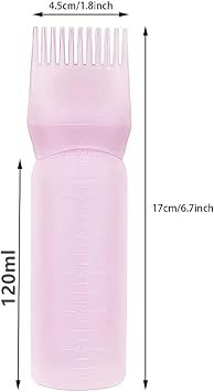 Norhogo 2 Pieces Hair Dye Brush Bottle Root Comb Applicator Bottle Comb Hair Dye Bottle with Graduated Scale Applicator Scalp Treatment Bottle Hair Tools Applicator Brush Bottles Pink - Image 2
