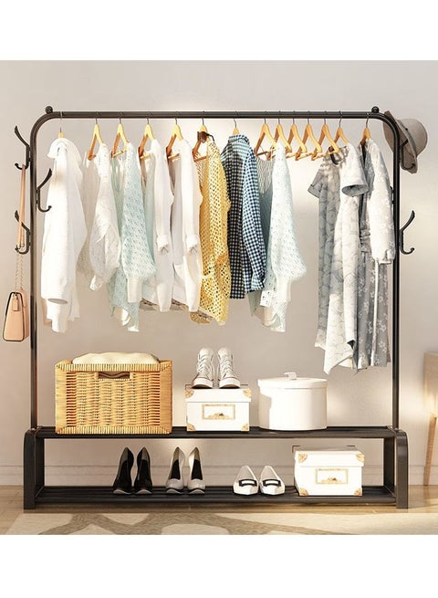 Clothes Rack Floor Clothes Rack Bedroom Clothes Rack Double Rack Single Pole Black