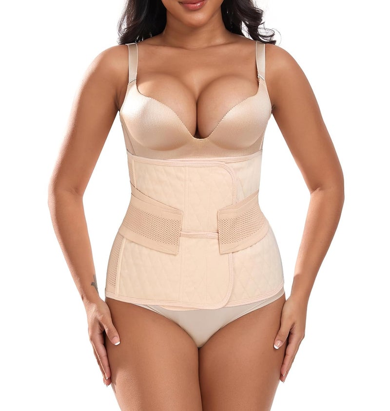Moolida Abdominal Binder Post Surgery Postpartum Belly Band Belly Wrap Hernia Belt Nude L