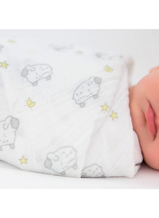 SwaddleDesigns Muslin Swaddle Blankets, Swaddle Blanket for Baby Girl and Baby Boy, Little Lambs Goodnight, Sterling Gray & Pastel Yellow, Set of 3 - Image 3