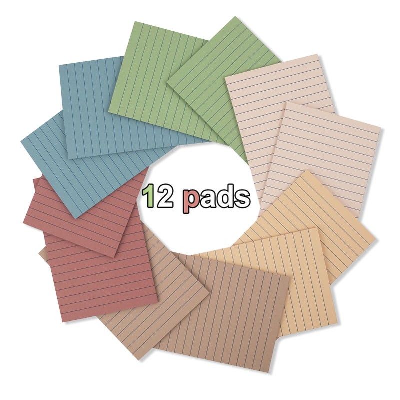 Kozerite (12 Pack) Lined Sticky Notes 4x6 in,Large Notepads with Lines,Ruled Stickies Super Sticking Power,Office School Memo Note Pads Vintage Colors,Post on Windows Doors,Recyclable,Easy to Write on - Image 2