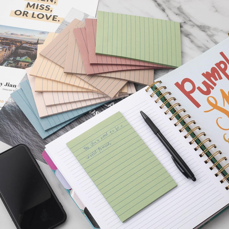 Kozerite (12 Pack) Lined Sticky Notes 4x6 in,Large Notepads with Lines,Ruled Stickies Super Sticking Power,Office School Memo Note Pads Vintage Colors,Post on Windows Doors,Recyclable,Easy to Write on - Image 5