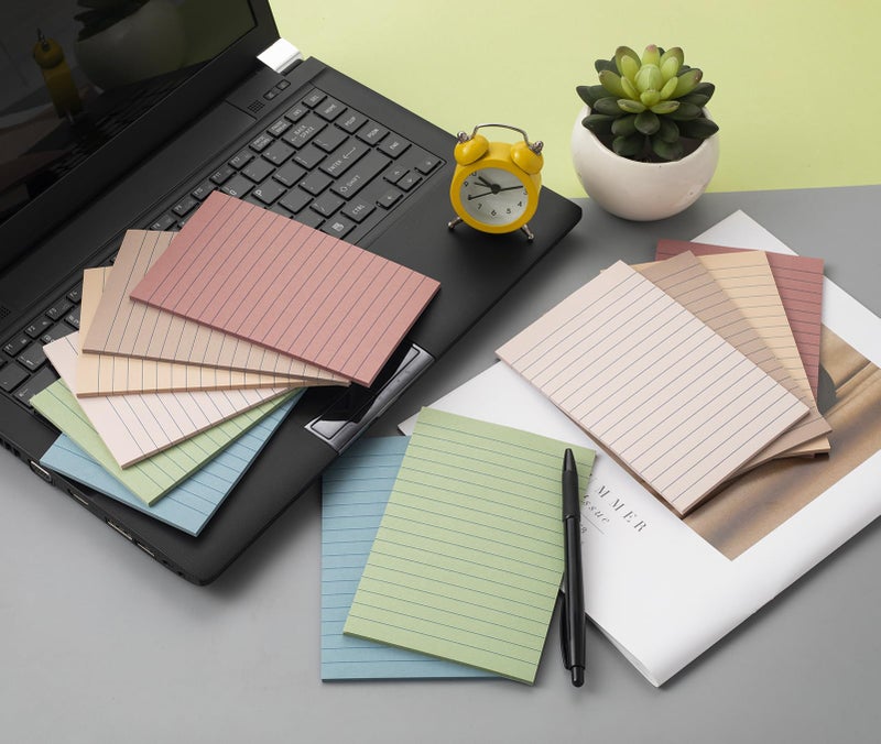 Kozerite (12 Pack) Lined Sticky Notes 4x6 in,Large Notepads with Lines,Ruled Stickies Super Sticking Power,Office School Memo Note Pads Vintage Colors,Post on Windows Doors,Recyclable,Easy to Write on - Image 4