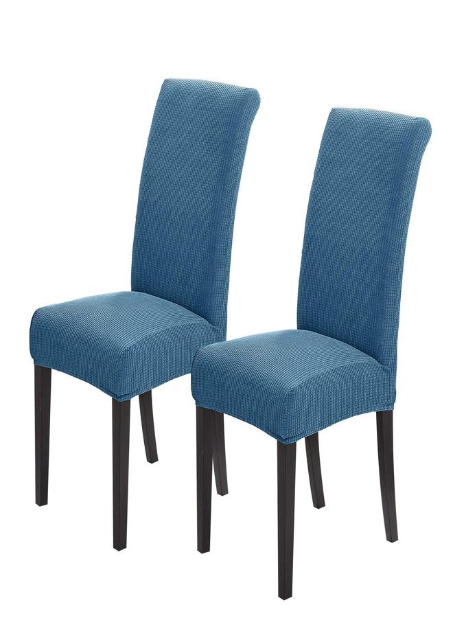 Joccun Chair Covers for Dining Room Set of 2, Chair Slipcovers Stretch Dining Room Chair Covers Seat Protector,Washable Parsons Chair Cover for Home,Hotel,Banquet(Dark Blue,2 Pack) - Image 1