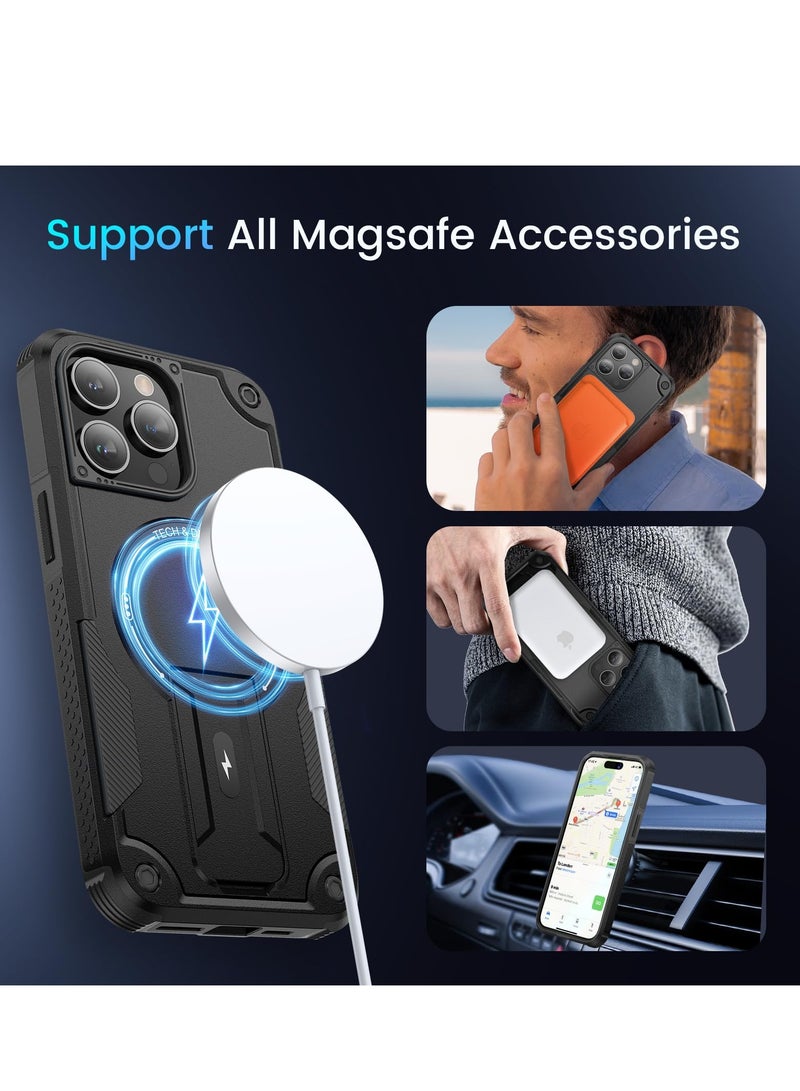 SYOSI Case for iPhone 15 Pro Max Case, Soft TPU Shockproof Protective Cover Phone Case for iPhone 15 Pro Max, for 15 Pro Max Phone Case Magnetic with Kickstand, Black - Image 3