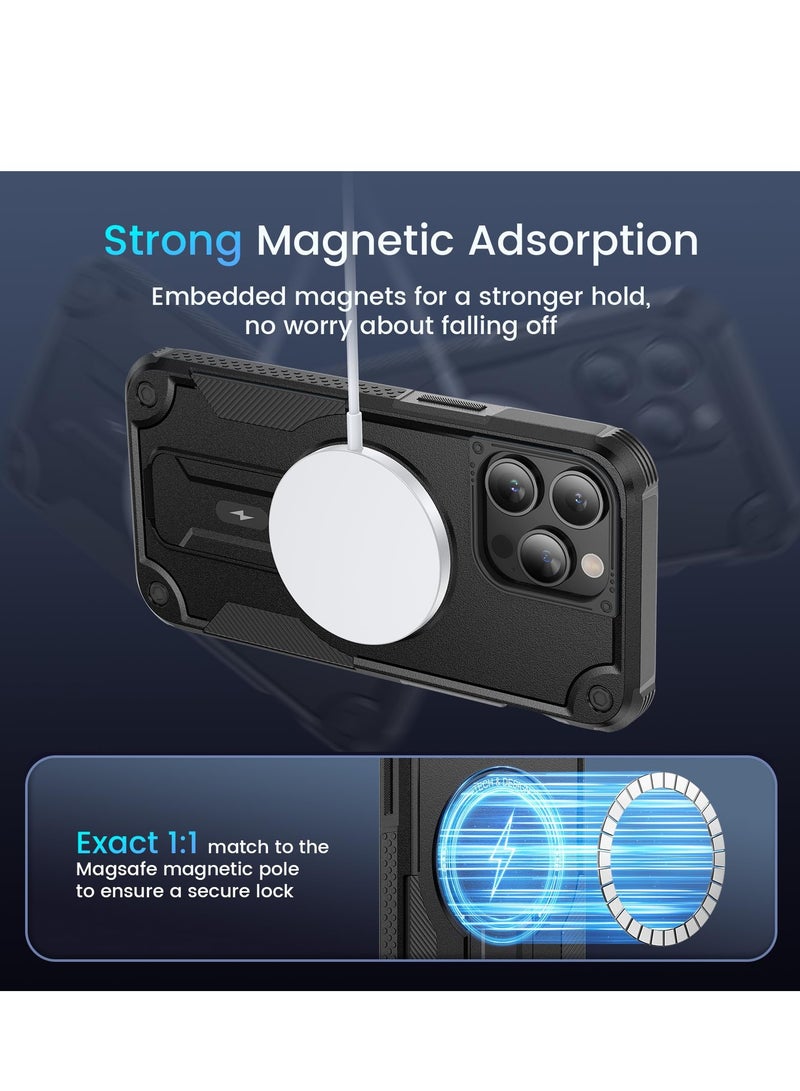 SYOSI Case for iPhone 15 Pro Max Case, Soft TPU Shockproof Protective Cover Phone Case for iPhone 15 Pro Max, for 15 Pro Max Phone Case Magnetic with Kickstand, Black - Image 4