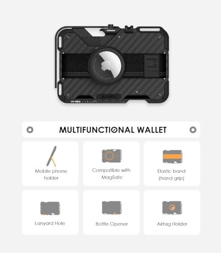Aulumu G03 Carbon Fiber Magnetic Wallet Card Holder Magnetic Wallet Compatible with MagSafe Multi Function Mobile Phone StandGrip Bottle Opener RFID Shielding Card - Image 3