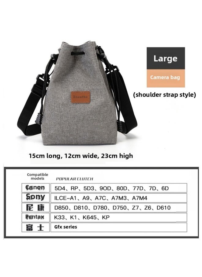 Generic Camera Bag Storage Bag Micro Single Liner Protective Cover Slr Canon R50 Sonicon Z30 Fuji XT30xs1020-Color:Gray Large Shoulder Strap  - Image 1