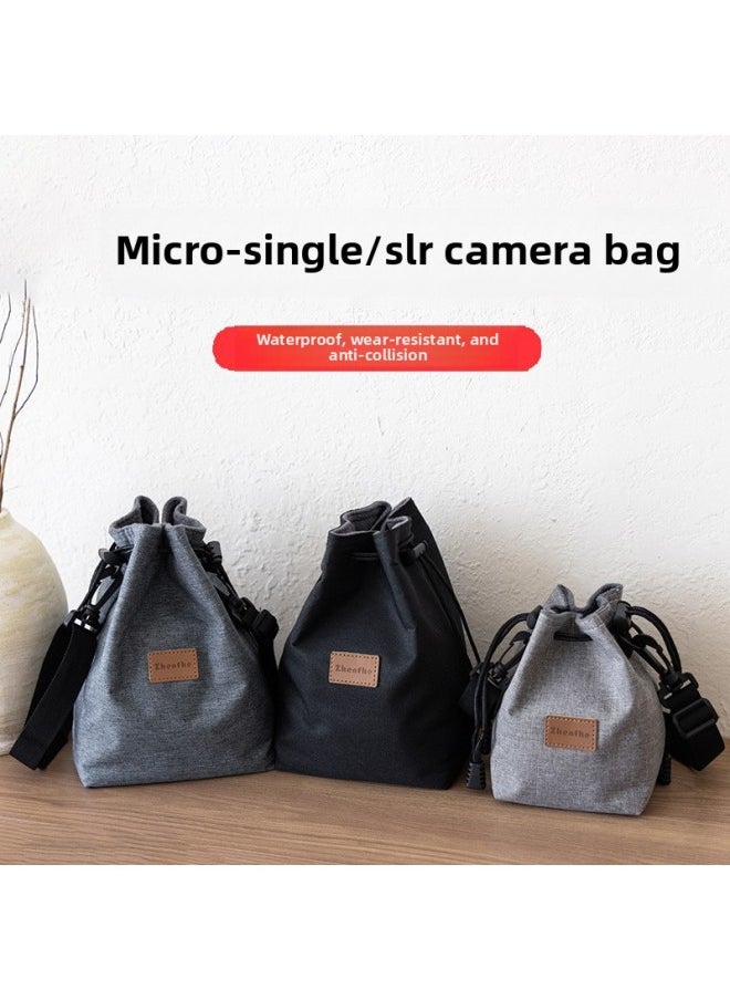 Generic Camera Bag Storage Bag Micro Single Liner Protective Cover Slr Canon R50 Sonicon Z30 Fuji XT30xs1020-Color:Gray Large Shoulder Strap  - Image 5