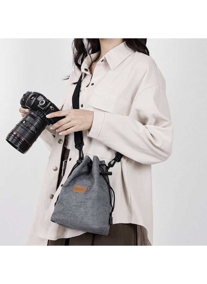Generic Camera Bag Storage Bag Micro Single Liner Protective Cover Slr Canon R50 Sonicon Z30 Fuji XT30xs1020-Color:Gray Large Shoulder Strap  - Image 2