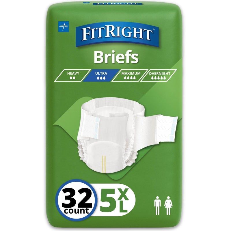 FitRight Bariatric Adult Diapers Ultra Heavy Absorbency 5XL Waist Size 90in106in 32 Count Disposable Incontinence Briefs for Men and Women MoistureWicking Leak Protection - Image 3