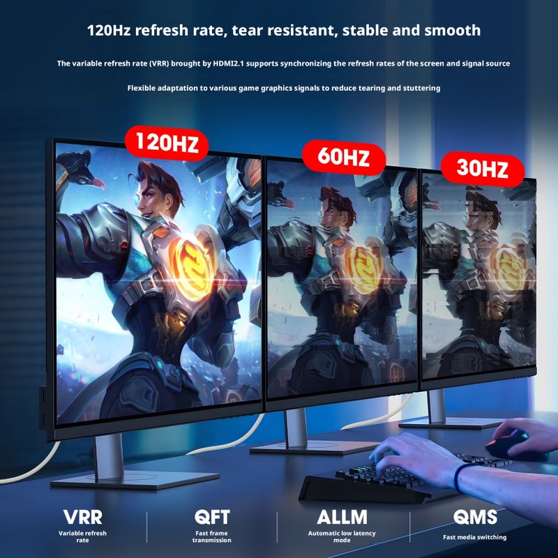 كابل HDMI 2.1 بدقة 8K@60Hz و4K@240Hz - أبيض ثلجي - Image 3