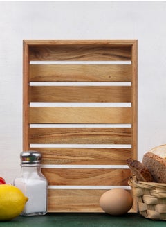 REZLAN UAE Handcrafted Acacia Wood Serving Tray – Rustic 38x26cm (15"x10.2") Wooden Tray for Breakfast, Tea, Cheese, or Home Décor – Natural Wood Grain with Elegant Design  - Image 5