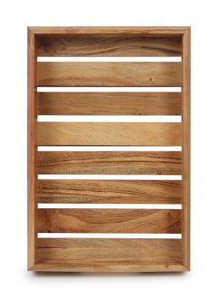 REZLAN UAE Handcrafted Acacia Wood Serving Tray – Rustic 38x26cm (15"x10.2") Wooden Tray for Breakfast, Tea, Cheese, or Home Décor – Natural Wood Grain with Elegant Design  - Image 1