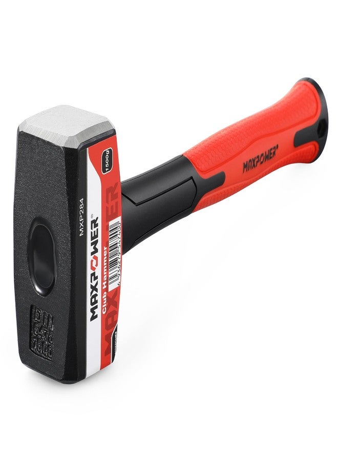 MAXPOWER 3lb Club Hammer, Small Sledge Hammer with 9 inch Fiberglass Handle, Drop Forged Steel Head - Image 1