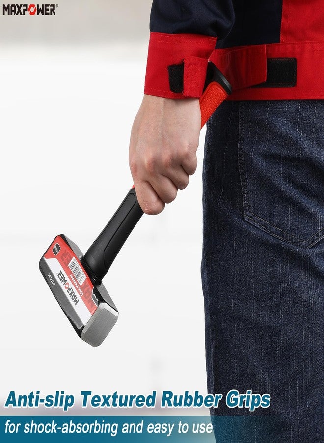 MAXPOWER 3lb Club Hammer, Small Sledge Hammer with 9 inch Fiberglass Handle, Drop Forged Steel Head - Image 4