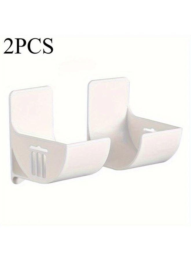 2pcs White Self Adhesive No Drill Kitchen Storage Racks Adjustable Organizer Holders - Image 1
