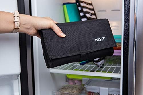 PackIt Freezable Lunch Bag, Black, Built with EcoFreeze Technology, Foldable, Reusable, Zip and Velcro Closure with Buckle Handle, Perfect for School and Office Lunches - Image 4