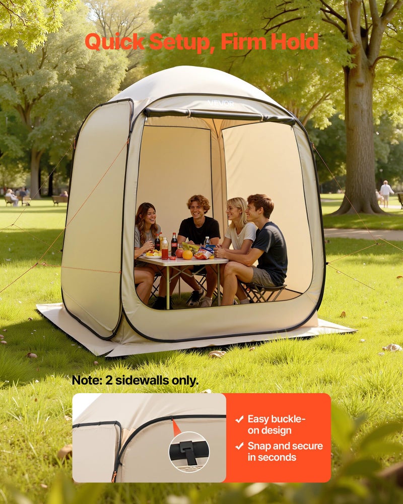 VEVOR Sidewalls for Screen House Gazebo, for VEVOR 6 x 6 ft Screen House Tent, Sun Protection, 5.51 x 5.71 ft 300D Oxford Silver-Coated Fabric, Pack of 2 (Not Include Tent), for Outdoor Activities - Image 5
